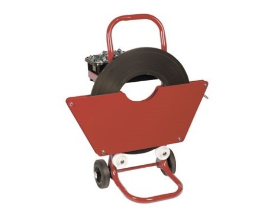 MOBILE STRAPPING TROLLEY FOR RIBBON WOUND STEEL STRAP