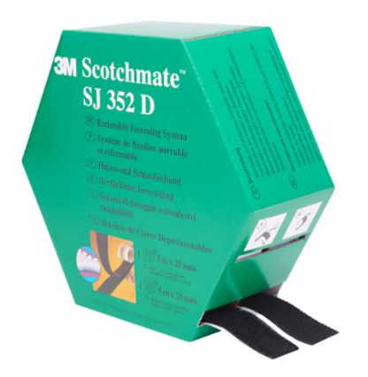 25MMX5M FASTENER TWIN PACK BLACK 3M  SJ352D