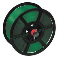 12MMX0.8MMX1000M BLACK POLYESTER STRAP ON PLASTIC REEL